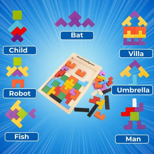 Wooden Intelligence Tetris Jigsaw Puzzle Set